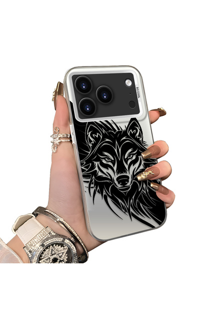iPhone 17 Pro Compatible Hard Acrylic Back Silicone Edge Lens Protection Case Wolf