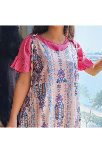 Women's Pink Spaghetti straps Midi Dress