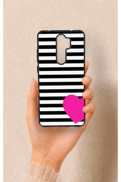Redmi Note 8 Pro Compatible Striped Heart Pattern Silicone Case