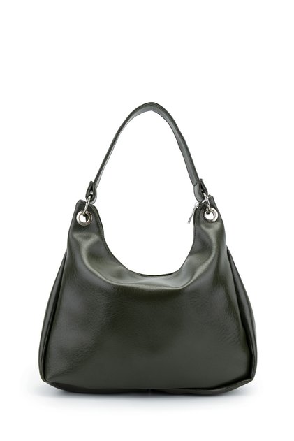 Women's Shoulder Bag Sofia Khaki with Metal Ring and Clip Detail
