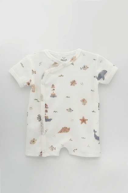 Short Sleeve Double Breasted 100% Cotton Baby Romper