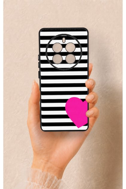 Realme 12 Pro Compatible Striped Heart Pattern Silicone Case