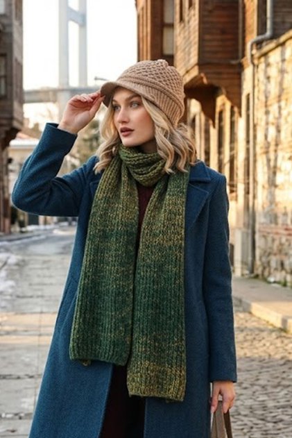 Women's Cuffed Knitwear Beanie Knitted Patterned Winter Hat Cap