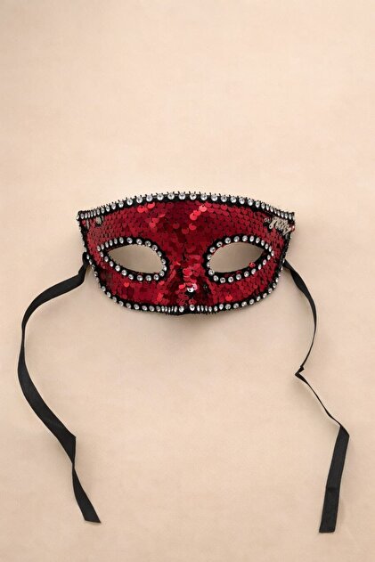 Sequin Party Mask | Masquerade Ball Carnival and New Year's Eye Mask - Red