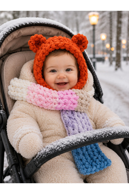 Baby Balaklava Scarf Beanie Set Premium Design Baby Gift 0-1 Years Old