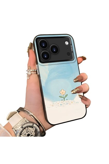Cute Little Flower Pattern Acrylic Back Silicone Edge Phone Case Compatible with iPhone 17 Pro