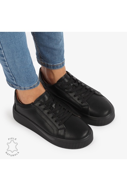 Pantofi Casual de dama din Piele Naturala 1222 NEGRU