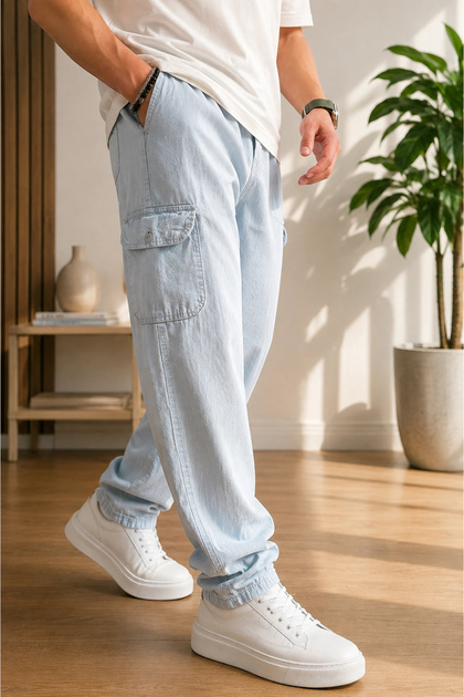 Men's Baggy Pants Ice Blue Cd189