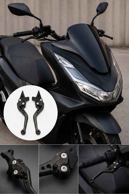 Honda Pcx Deluxe Spor Manet Siyah Renk ABS (2025-2026) (SERTLİK AYARLI MANET)