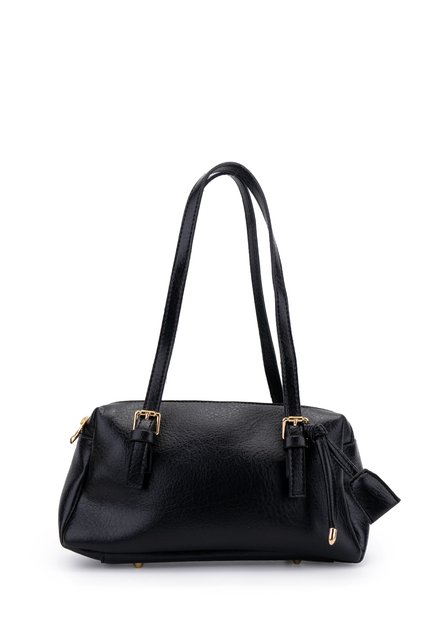 Double Compartment Belt Detailed Women's Shoulder Bag Venus Black