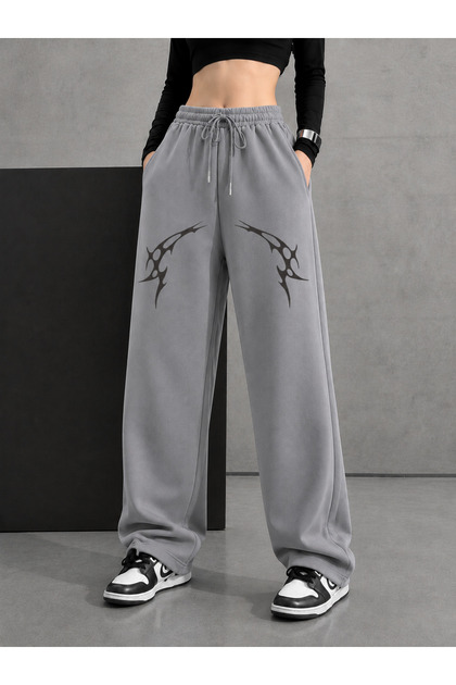 Unisex Graphic Thorn Printed Winter Baggy Sweatpants