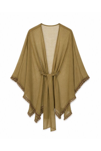 Tasseled Belted Kimono Shirt Per5101
