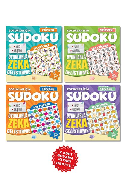 Çocuklar İçin Çıkartmalı Sudoku Seti - Zor Seviye - Zeka Geliştirici Bulmaca Seti