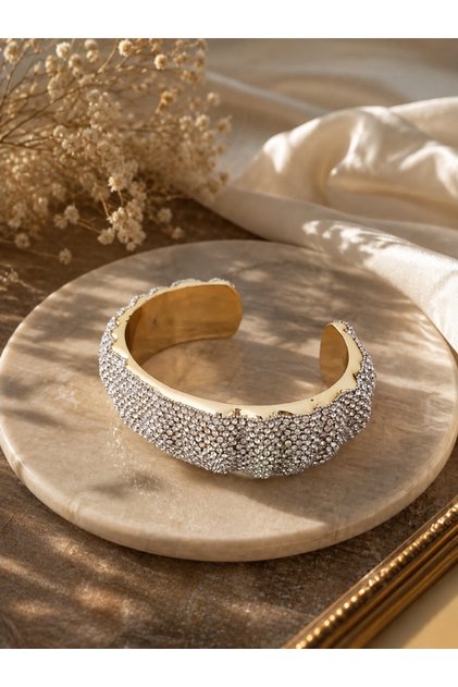 Women's Luxury Sparkling Zircon Stone Bijouterie Handcuff Bracelet