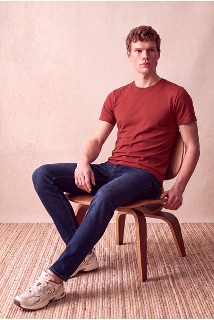 Men's 100% Cotton Red Short Sleeve Crew Neck Basic T-Shirt Olav