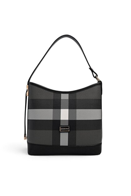 Black - Black Plaid Women's Shoulder Bag Sp1286