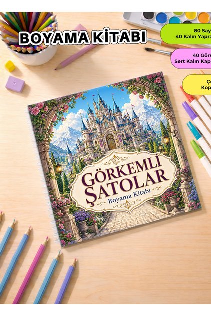 Görkemli Şatolar Boyama Kitabı – 21x20 cm I 40 Görsel