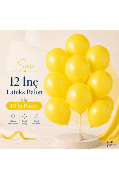 Pastel Sarı Lateks Balon 12 İnç 10 Adet Doğum Günü Nişan Düğün Baby Shower Parti Süsleme Balonu
