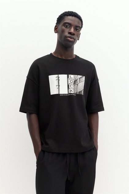 Kısa kollu fotoğraflı sweatshirt