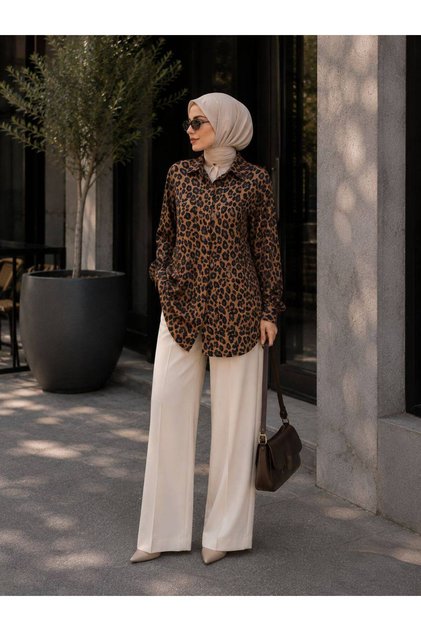 Leopar Desenli Gömlek