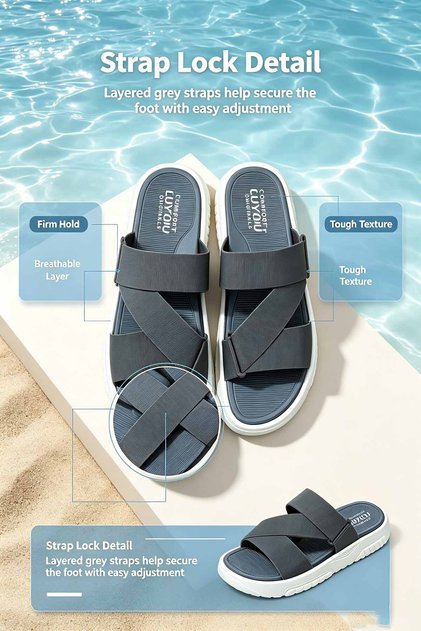 Ultra‑Light Fabric‑Strap Casual Slippers Locally Made in Saudi Arabia, Soft Cushioned Sole, Waterproof Non‑Slip Ergonomic Fashion Footwear, Order One Size Up