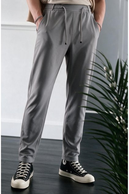 Men's Elastic Waist Lycra Comfortable Fit Smart Casual Jogger Trousers