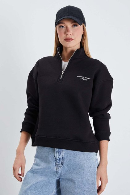 3 Thread London Printed Half Zipper Sweatshirt