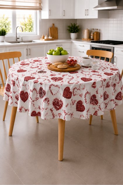 Patterned Round Pvc Oilcloth Tablecloth, Wipeable and Stain Resistant
