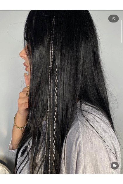 Zincirli model saç aksesuarı saç tokası çıtçıt toka