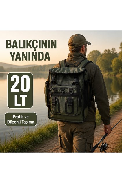 20 LT Çok Bölmeli Balıkçı Çantası Ayarlanabilir Omuz Askılı Kamp ve Olta Malzeme Çantası