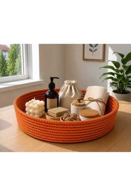 Decorative Basket 30X8 cm | Multi-Purpose Knitting Organizer | Stylish Organizer Basket | For Living Room, Bathroom, and Bedroom