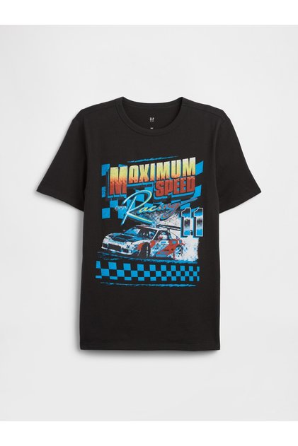 Erkek Çocuk Siyah Grafik Baskılı T-Shirt