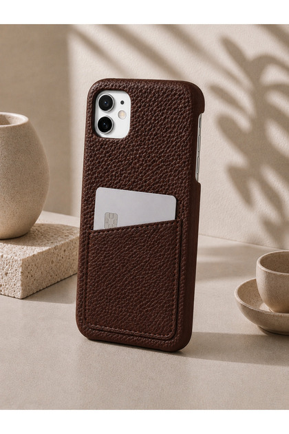 iPhone 11 (6.1 Inch) Compatible Leather Phone Case with Open Sides, Frameless Slim Design, Card Holder Compartment and Card Holder