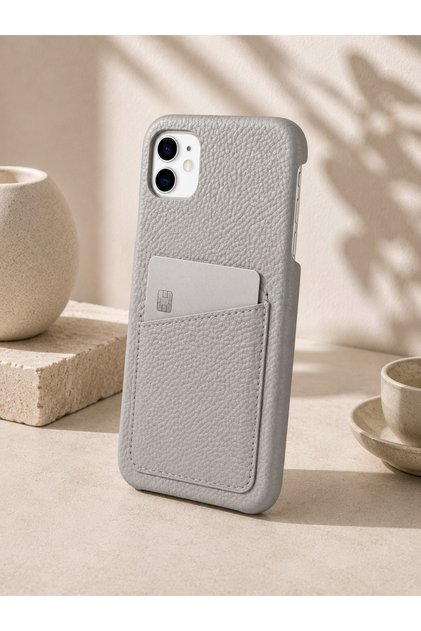 iPhone 11 (6.1 Inch) Compatible Leather Phone Case with Open Sides, Frameless Slim Design, Card Holder Compartment and Card Holder
