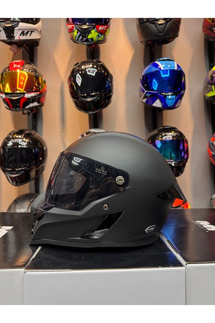 RX 613 mat siyah kask (şeffaf vizör hediyeli)