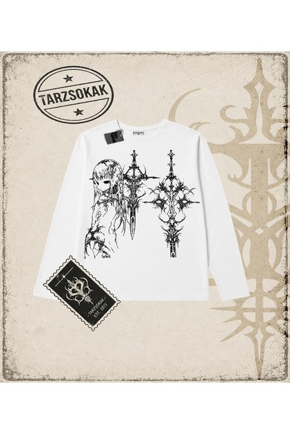Gotik & Grunge STREETWEAR Anime Sword Gotik Y2K Long Sleeve