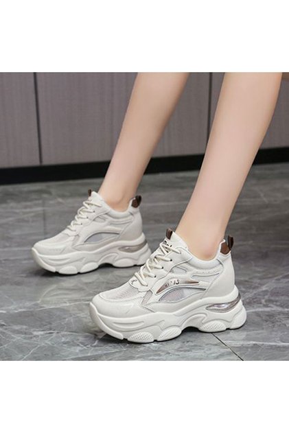 Women's Beige Chunky Sneakers