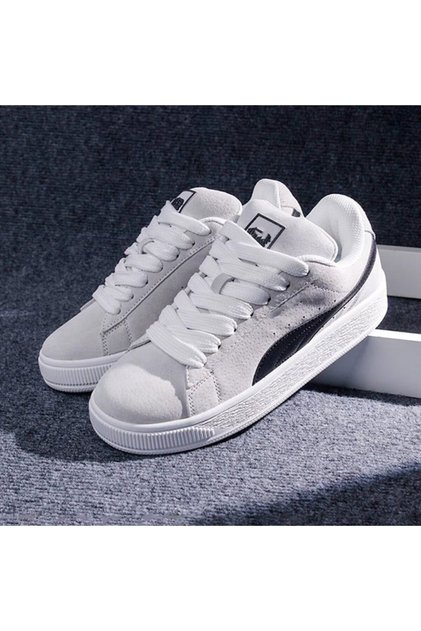 Women's Black and White Suede Sneakers