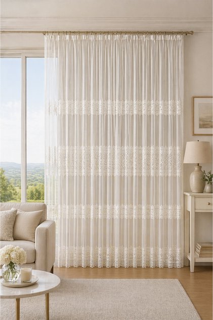 Salda 16589 Brode Special Size Tulle Curtain 300X260 1X2,5 Pleat
