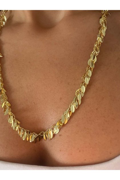 14K gold renk altın kaplama harika şıklıkta tam bir kombin tamamlayıcı sallantılı zincir kolye