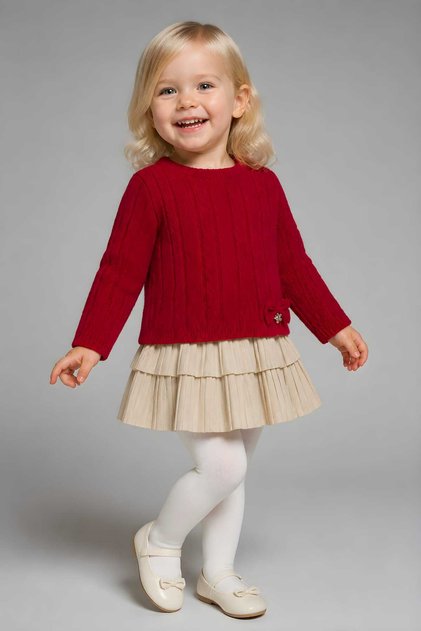 Girl's Pink Long Sleeve Top and Skirt Set