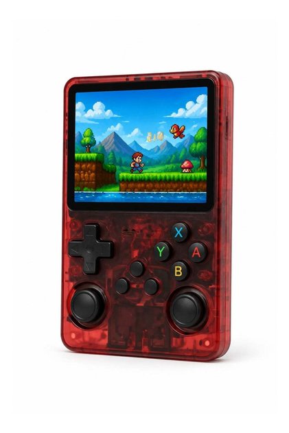 MK-1631-15 64GB Retro Handheld Game Console, 3.5in IPS, HDMI, Red