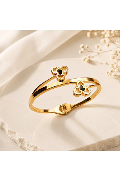 Leaf clover Kids Bangle – 18K Gold Plated Stainless Steel, PVD Coated & Tarnish Resistant(Size-02)
