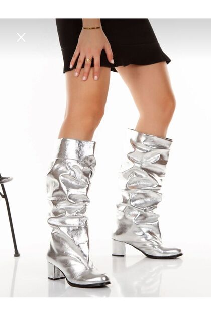 Pusi Silver Metal Bellows Ankle Boots