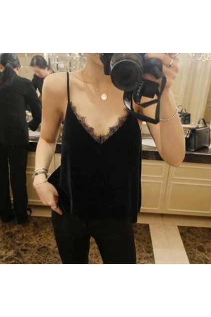 Women's Black Spaghetti Strap Blouse