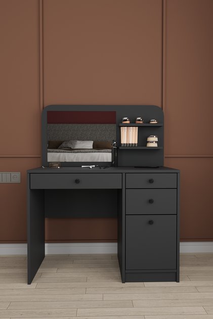 Modern Çekmeceli Aynalı Makyaj Masası %100 MDF Takı Aksesuar Düzenleyici Dolap MAM02