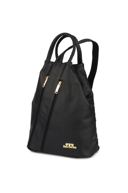 Rucsac de damă din piele, negru iconic, geantă de umăr, piele