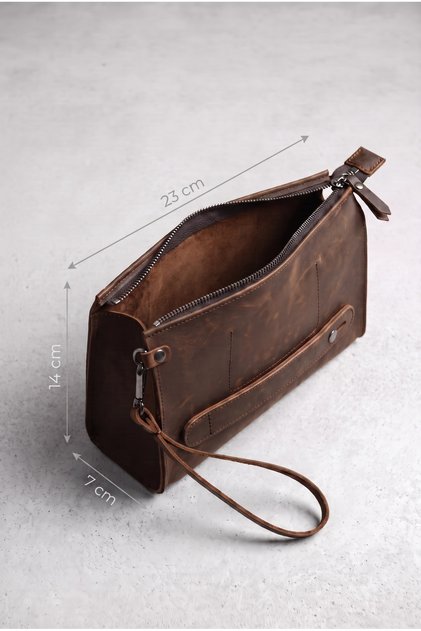 Genuine Leather Organizer Ti̇tan Model Handbag - Crazy Daily Hand Carrying Bag