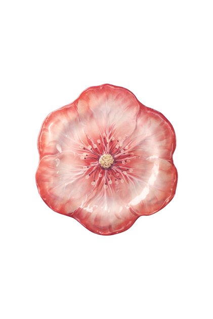 Botanica Çiçek Desenli Melamin Mercan Rengi Pasta Tabağı 23 cm