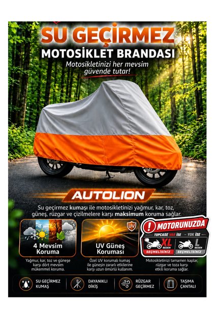Harley-Davidson Low Rider S Compatible (Grey-Orange) Motorcycle Cover, Waterproof Uv Motor Cover with Connection Clips and Carry Bag.
